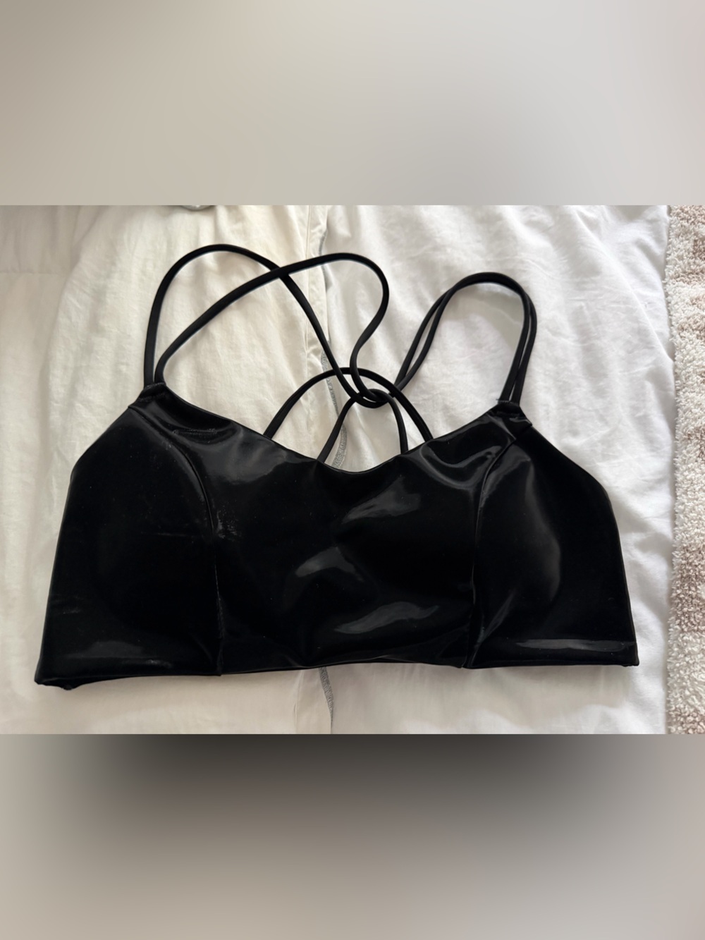 Victoria's Secret Black Satin Strappy Sports Bra